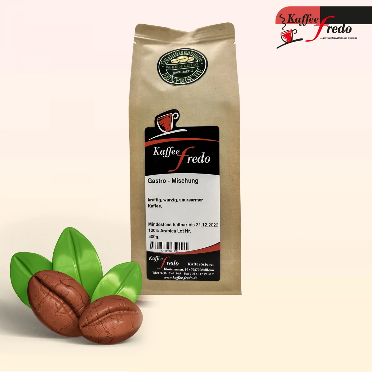 Gastro Kaffeebohnen Mischung – Ganze Bohnen, 500g Verpackung 500g für frisches Mahlen – Kaffee