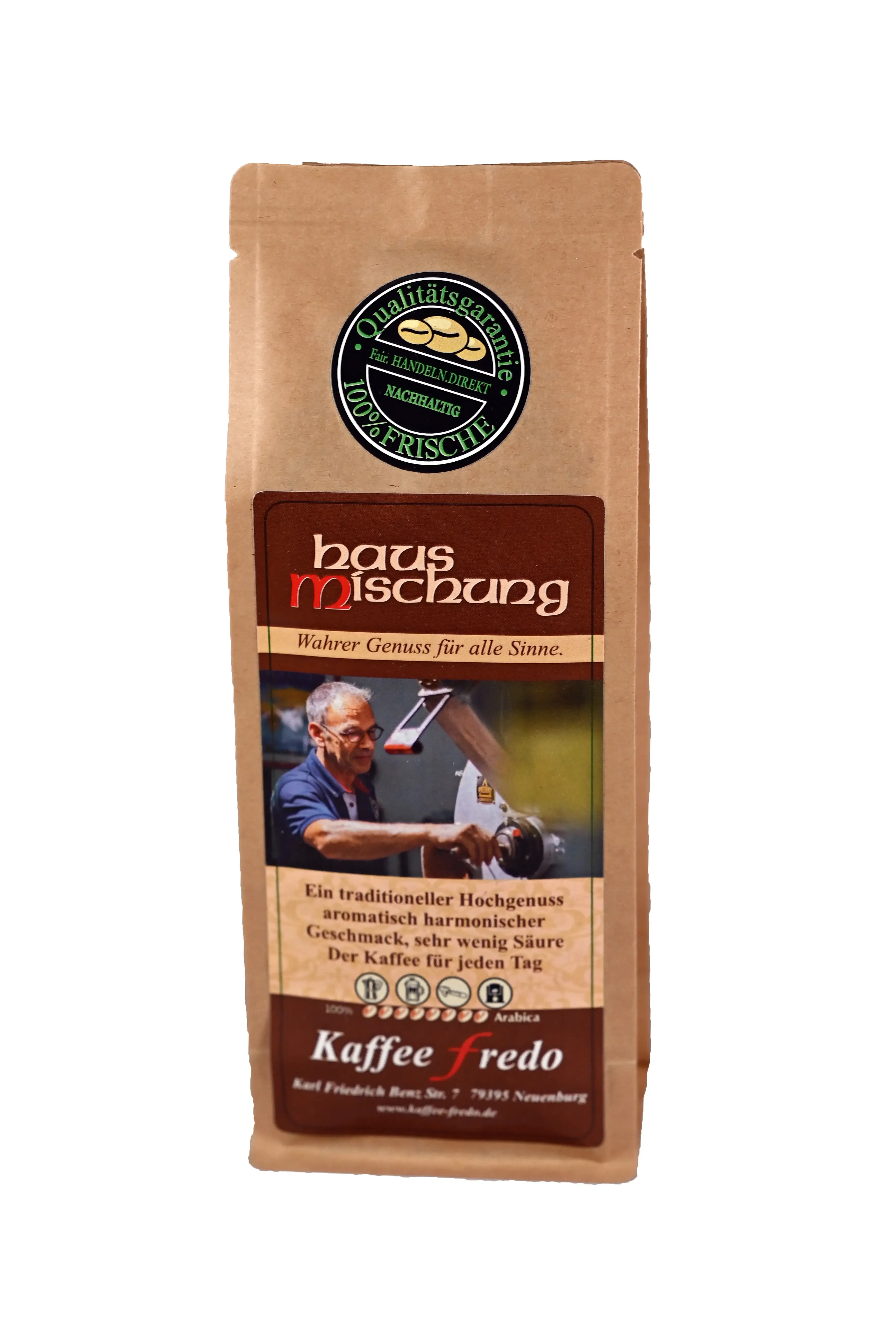 Kaffee Fredo – Hausmischung Fein gemahlen 1000g | Espresso-Vorrat für Siebträgermaschinen