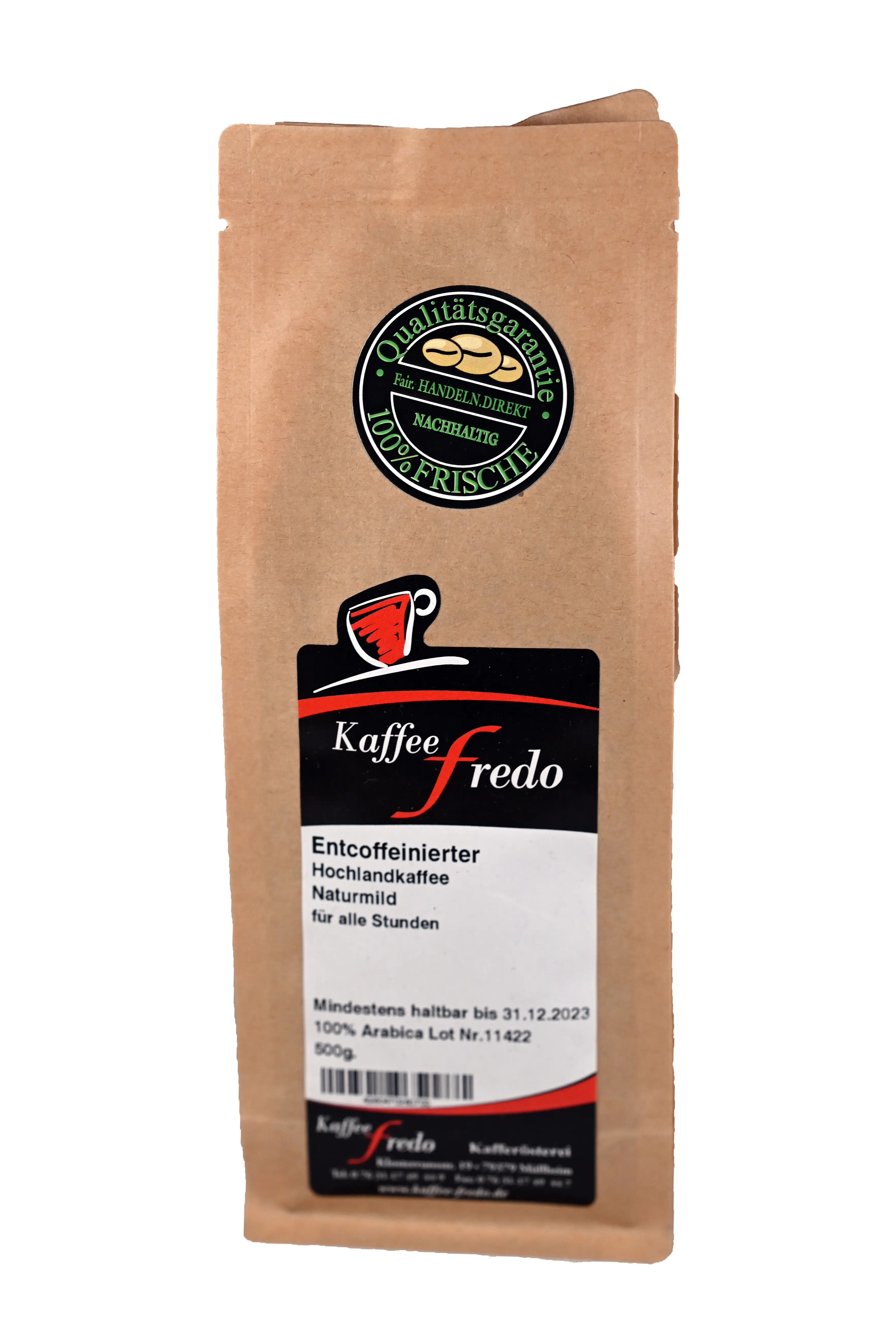 Entcoffeinierter Hochlandkaffee Ganze Bohnen 250g