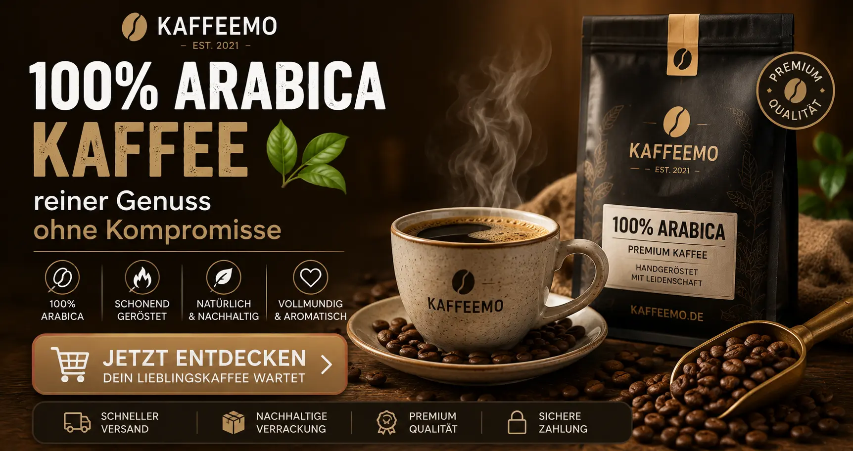 100% Arabica Kaffee von Kaffeemo – hochwertiger Kaffee online kaufen